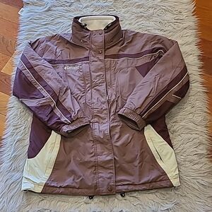 Columbia womens purple and white interchange core winter jacket size large